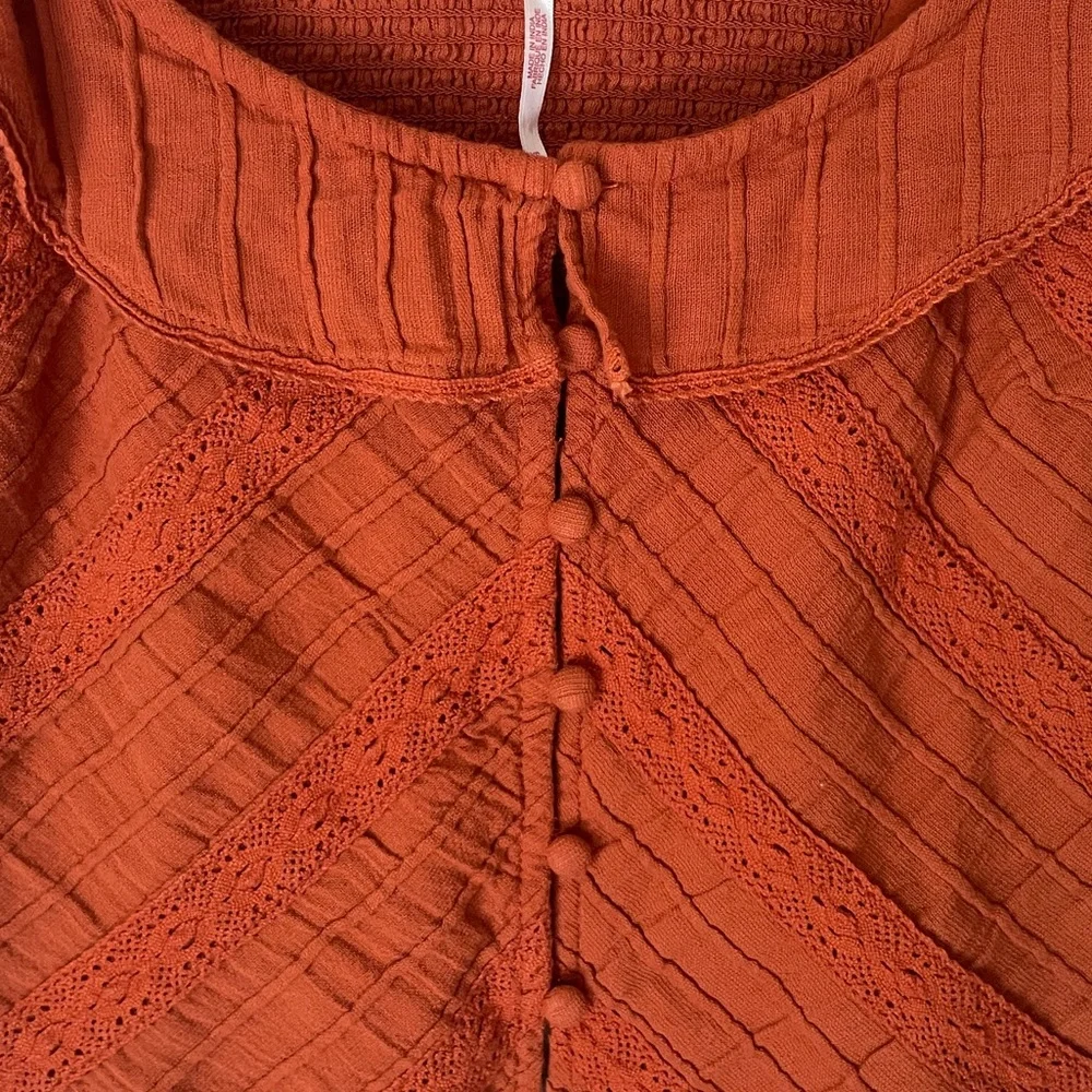 Free People Riviera Lace Inset Tank Top in Burnt Sienna Orange size X-Small - Picture 7 of 10